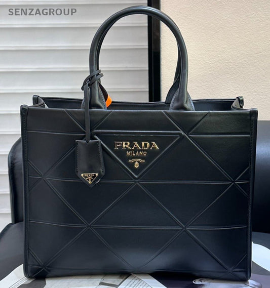 Prada Calfskin Tote Top Handle Bag Black Used Women Classic
