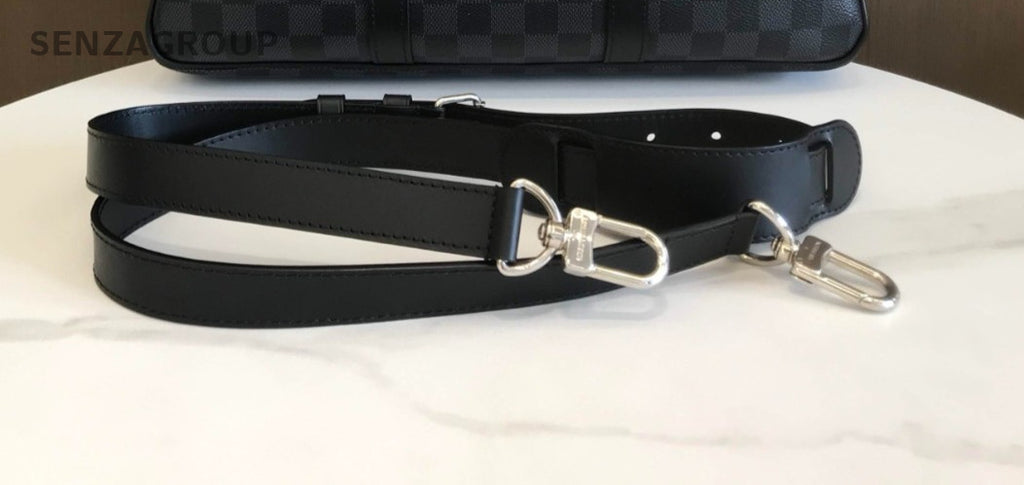 Louis Vuitton Chequerboard Satchel Hand Bag Black Silver Unisex Adults Classic