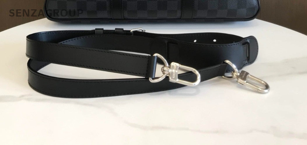 Louis Vuitton Chequerboard Satchel Hand Bag Black Silver Unisex Adults Classic