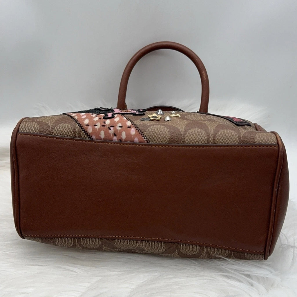 Coach Brown Signature Boston Crossbody Handbag Shoulder Bag For Women