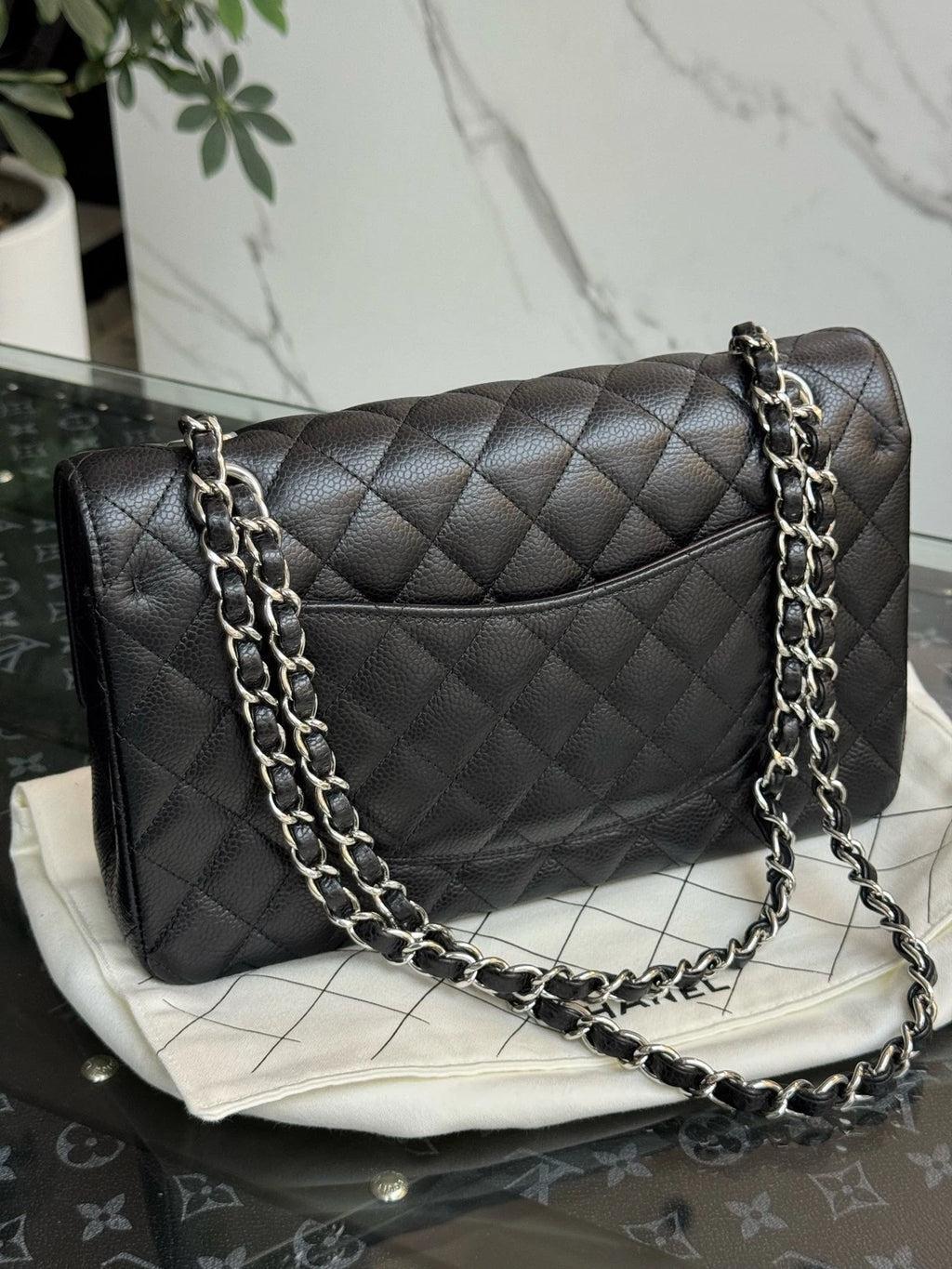 CHANEL CF Medium Black Silver Shoulder Bag for Women