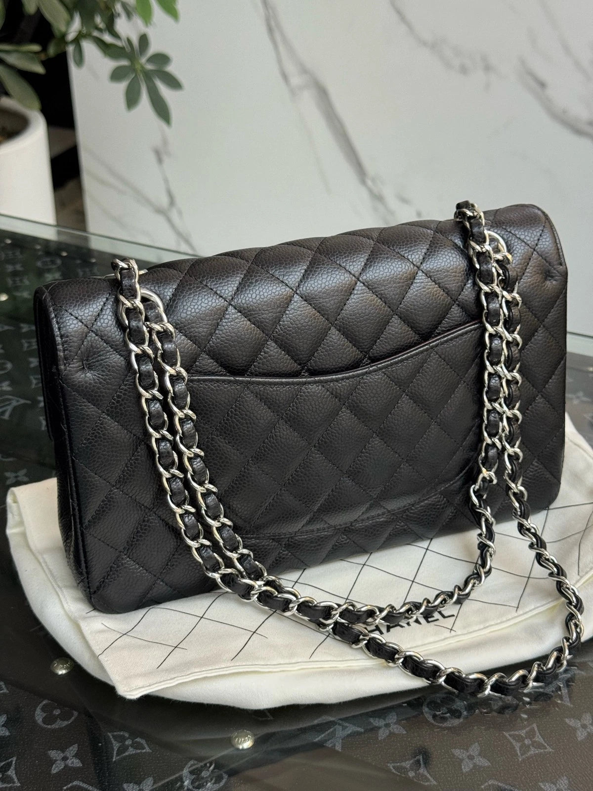 CHANEL CF Medium Black Silver Shoulder Bag for Women