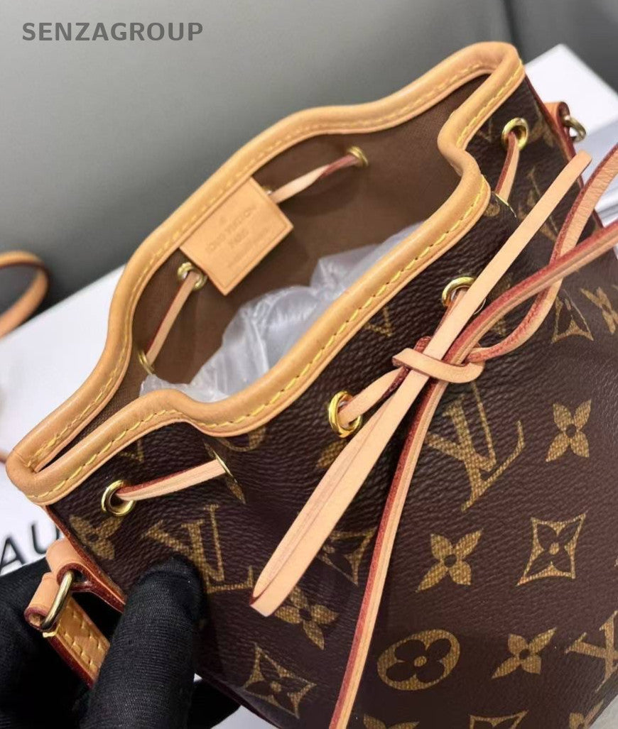 Louis Vuitton Monogram Nano Noe Drawstring Bucket Chip Version Good Condition