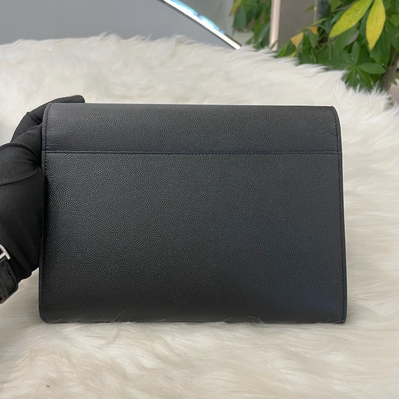 Saint Laurent Envelope Chain Shoulder Crossbody Bag Black Gold Classic