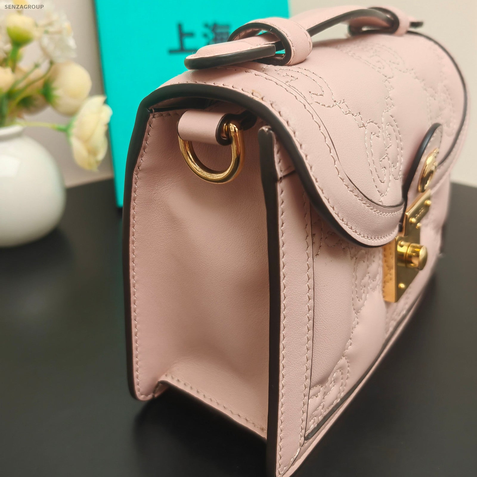Gucci GG Matelassé Chain Shoulder Bag Pink Gold - Fashion Women's Handbag