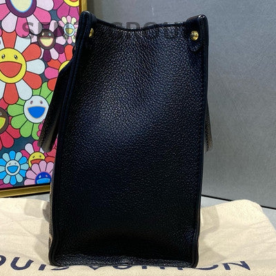 Louis Vuitton OnTheGo MM Monogram Empreinte Leather Tote Bag Black White