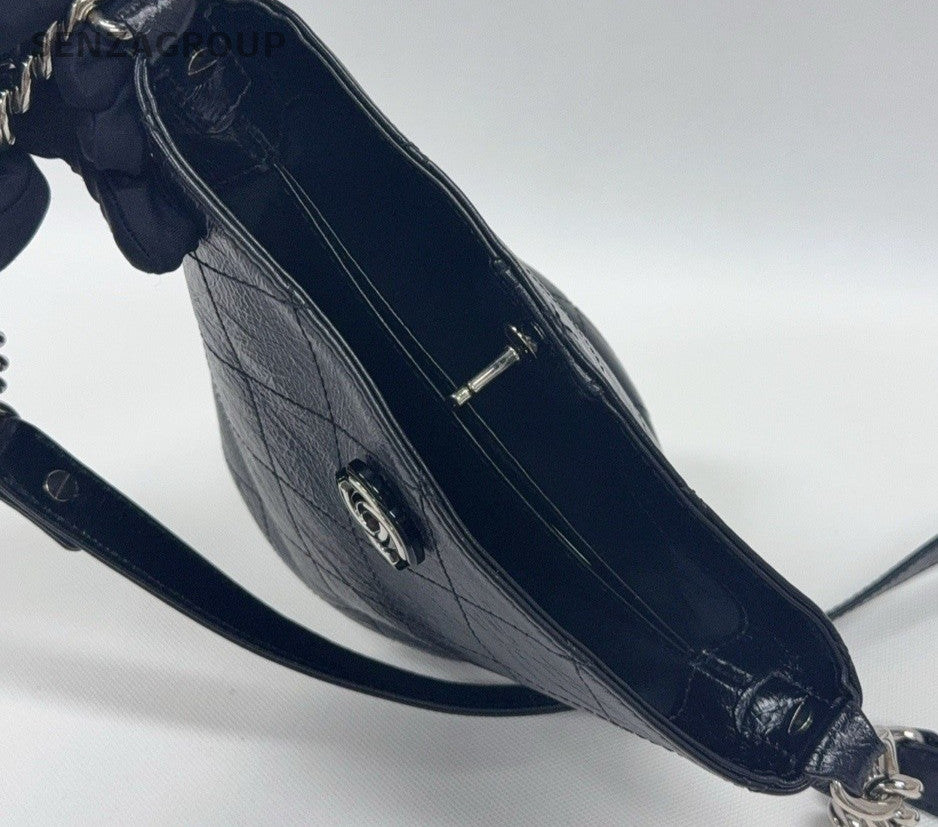 Chanel Waxed Calfskin 2ways Shoulder Crossbody Bag Women Black