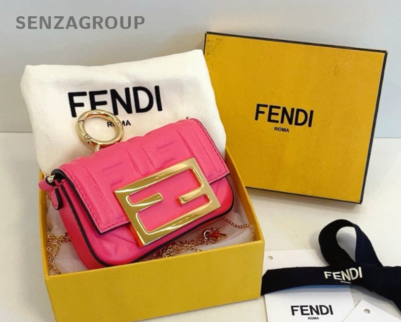 Fendi Nano Baguette Purse Chain bag mini Pink Gold Women