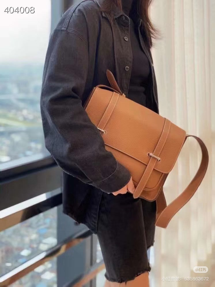Hermes Steve PM TC Leather Shoulder bag Crossbody Brown Gold