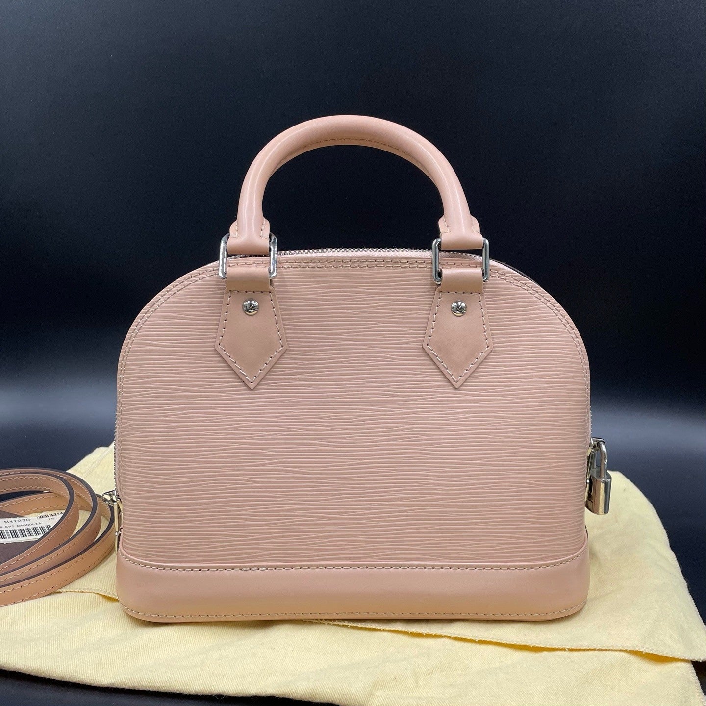 Louis Vuitton Alma BB Epi Top Handle Crossbody Pink Silver Used Women Classic