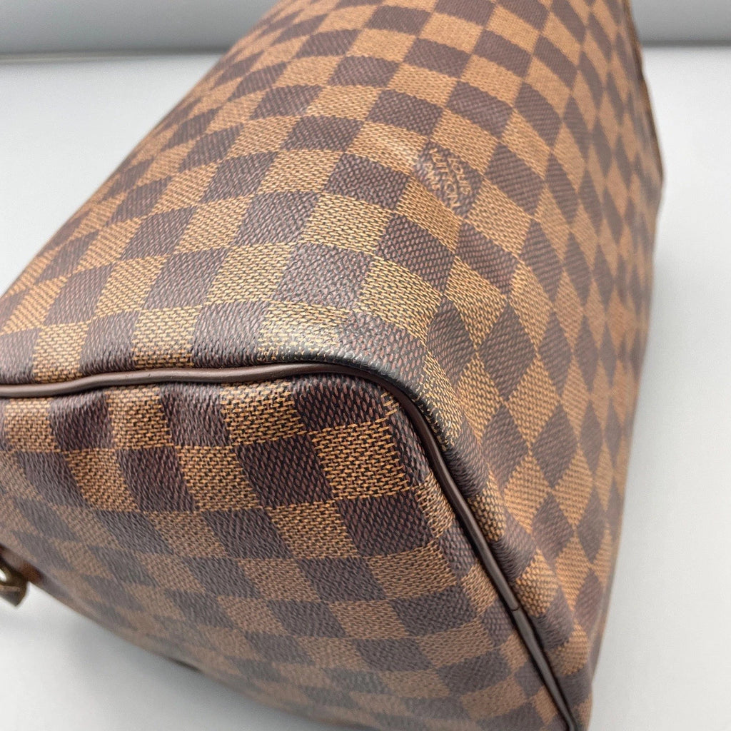 Louis Vuitton Speedy 30 Damier Ebene Tote Top Handle Bag Brown Unisex
