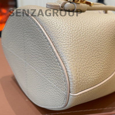 Burberry Mini Drawstring Bucket Bag in Grey Leather for Women