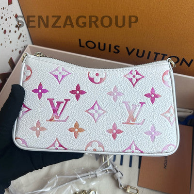 Louis Vuitton Easy Pouch Monogram Chain Shoulder Bag White Gold Classic Women