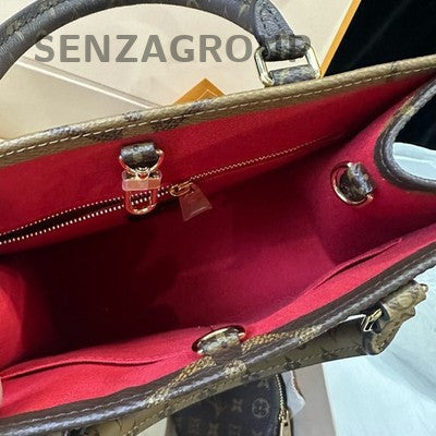 Louis Vuitton OnTheGo Small Tote Bag Brown Gold Hardware Classic Women