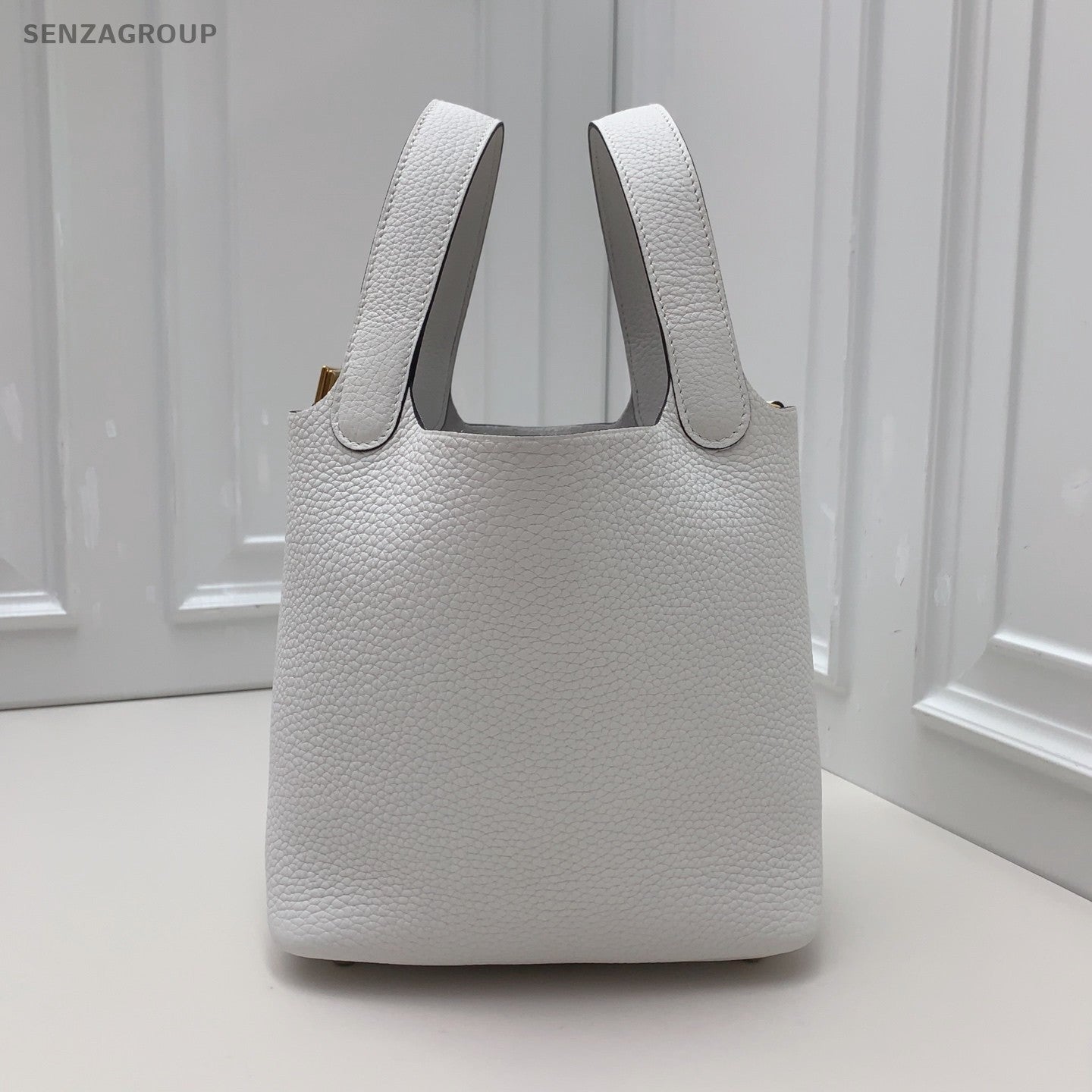 Hermes Picotin Top Handle Bag White Gold Used Women Classic Fashion