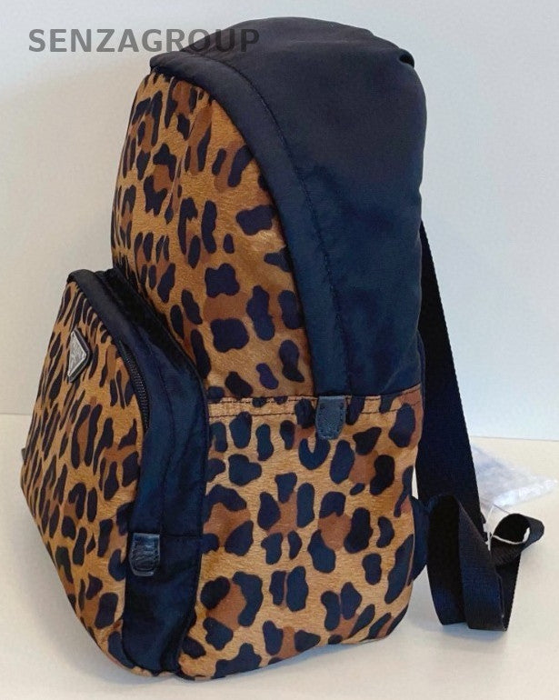 PRADA Backpack Leopard print parachute Leopard print small Shoulder bag Black