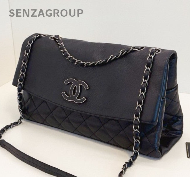 Chanel Soblack Pharrell Chain Shoulder Bag Black Silver Women Classic Diamond