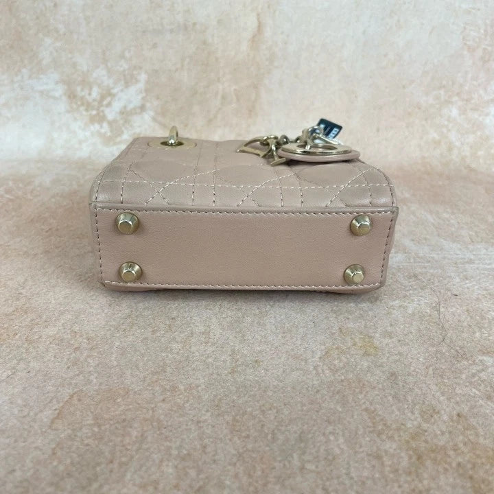 Dior Lady Dior Lambskin Pink Top Handle Excellent