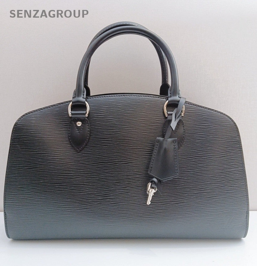 Louis Vuitton Epi Top Handle Bag Black Silver Used Women Classic