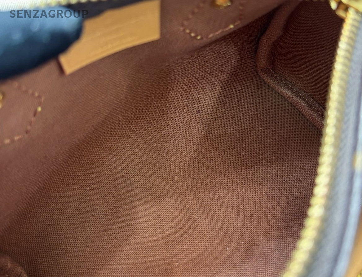 Louis Vuitton Nano Speedy Monogram Top Handle Bag Crossbody Brown Gold Women