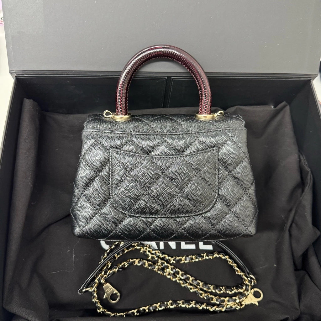 New CHANEL Coco Handle Mini Leather Top Handle Bag For Women