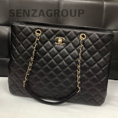Chanel Black Gold Calfskin Chain Shoulder Bag - Women's Fashion Shopping Tote