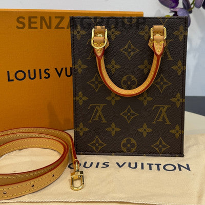 Louis Vuitton Petit Sac Plat Mini Tote Bag Monogram Crossbody for Women
