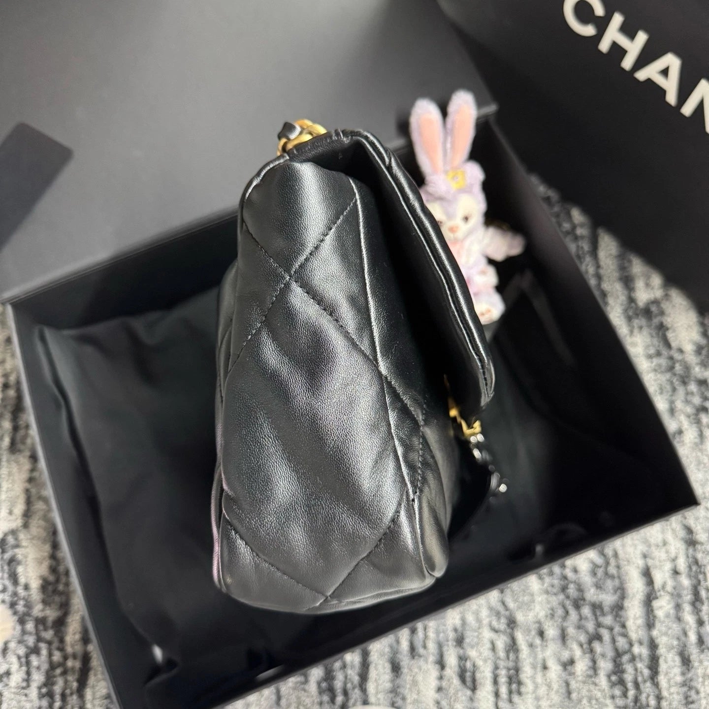 New Authentic CHANEL 19 Black Gold Small Shoulder Bag for Women