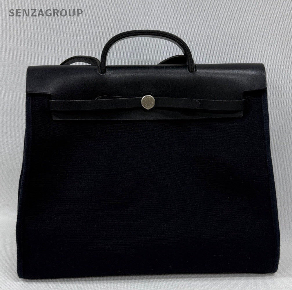 Hermes Herbag Vintage Shoulder Bag Black Silver Used Women Classic