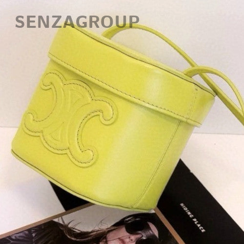CELINE Triomphe Box Relief sculpture mini Lemon Yellow Crossbody bag Women