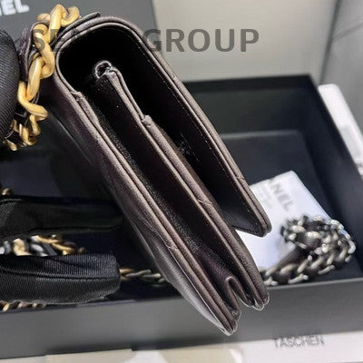 Chanel 19 Bag WOC Brown Gold Quilted Chain Crossbody Shoulder Bag