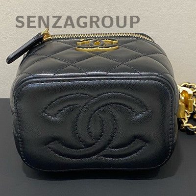 Chanel Mini Quilted Double Flap Box Bag Black Gold Chain Shoulder Bag