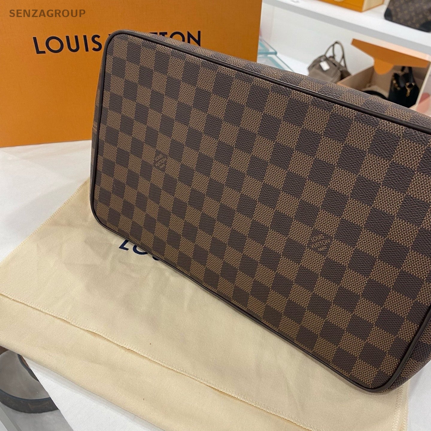 Louis Vuitton Damier Ebene Top Handle 2way Shoulder Handbag Brown