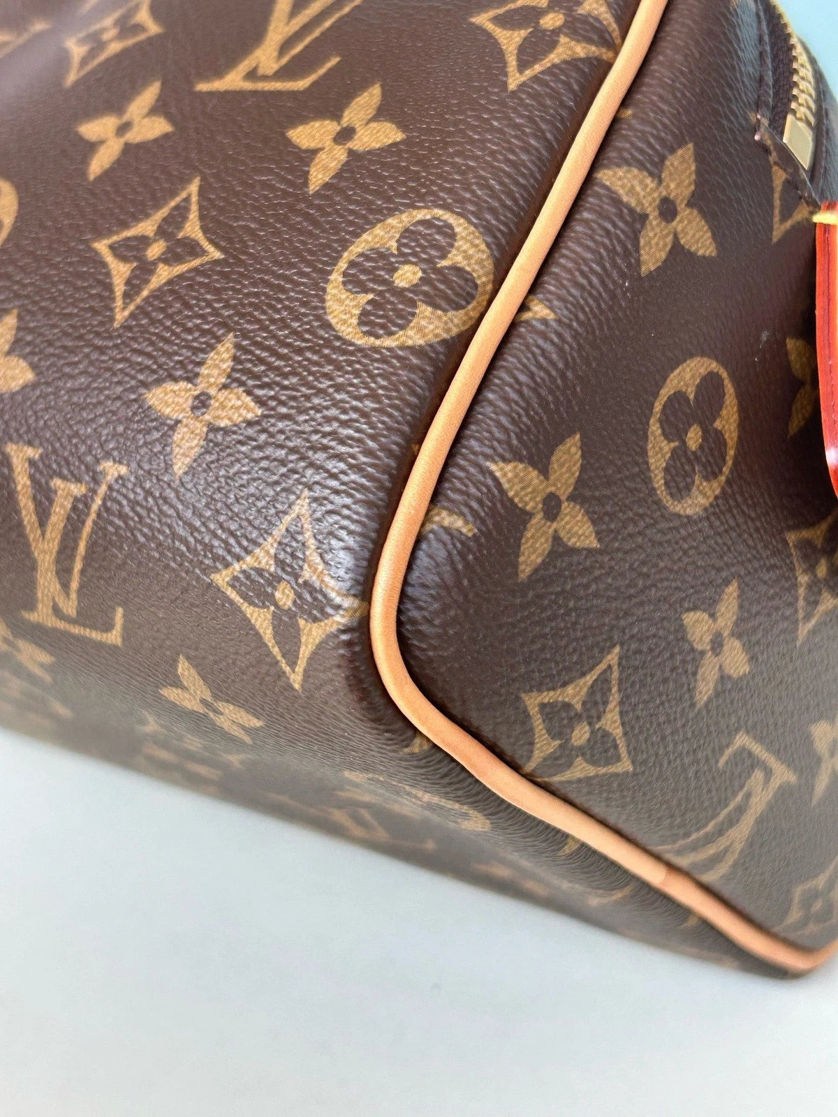 Louis Vuitton Dopp Kit Monogram Clutch Brown Gold Women Classic