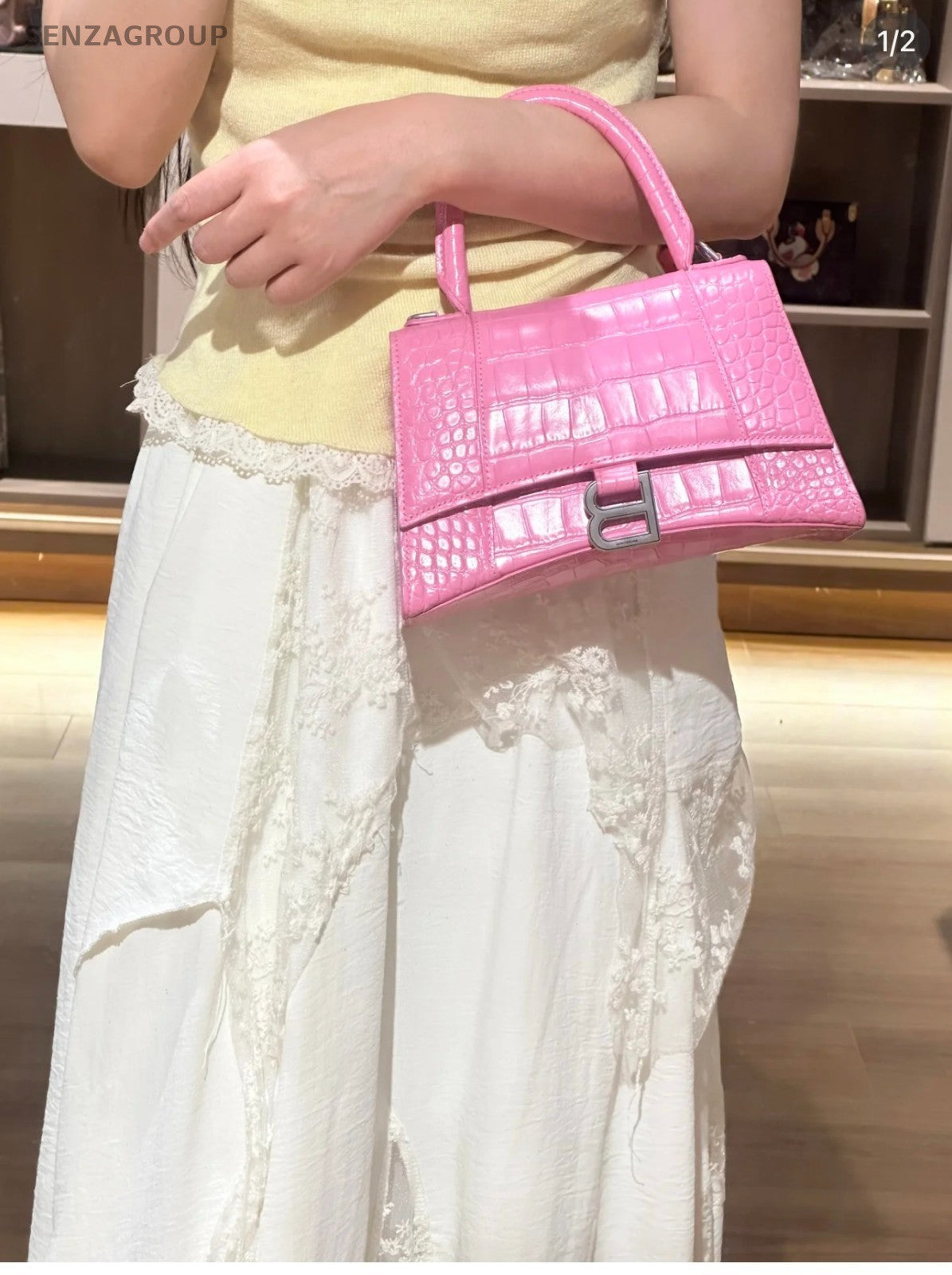 Balenciaga Hourglass XS Top Handle 2way Shoulder bag Pink Women Brand NEW