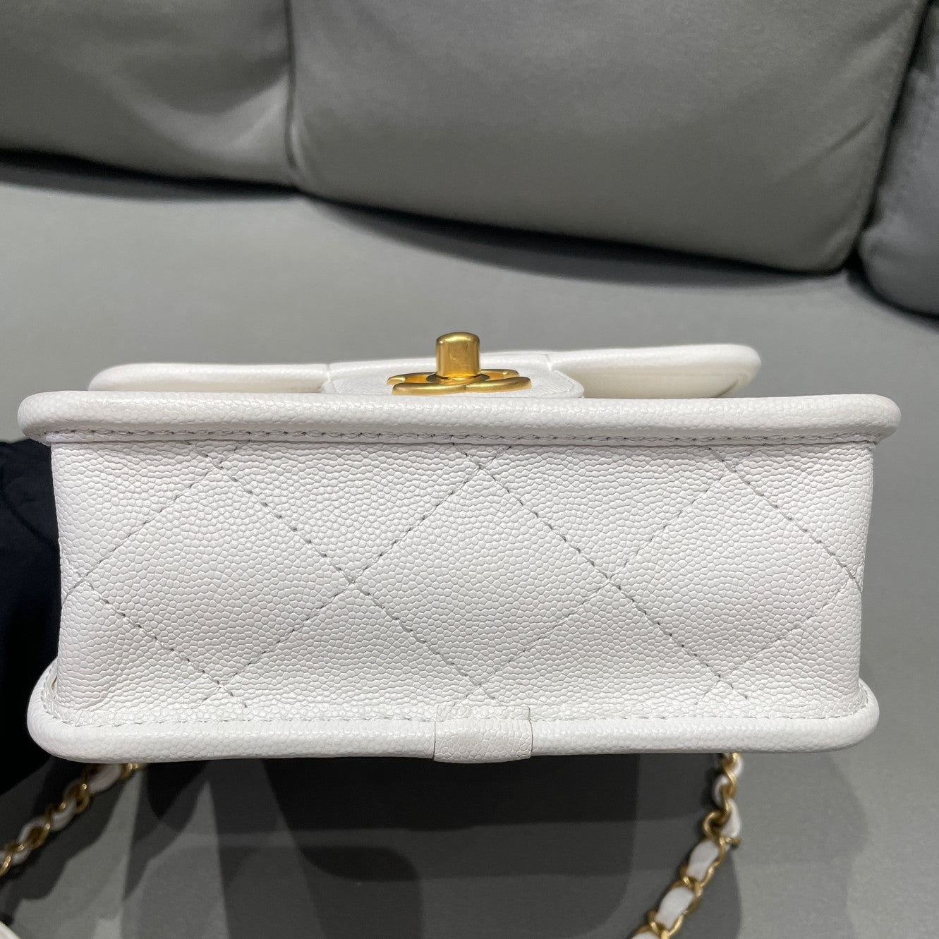Chanel Quilted Messenger Chain Shoulder Crossbody Bag Platinum Women's Fashion