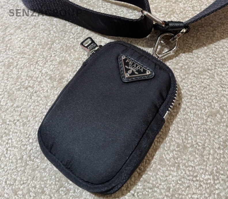 Prada Nylon Hobo Shoulder Bag Crossbody Black Silver Women Classic
