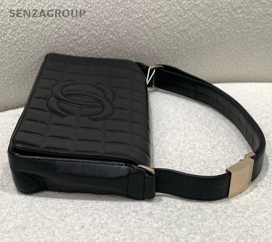 Chanel Ice Cube Vintage Black Gold Shoulder Bag Used Women Classic