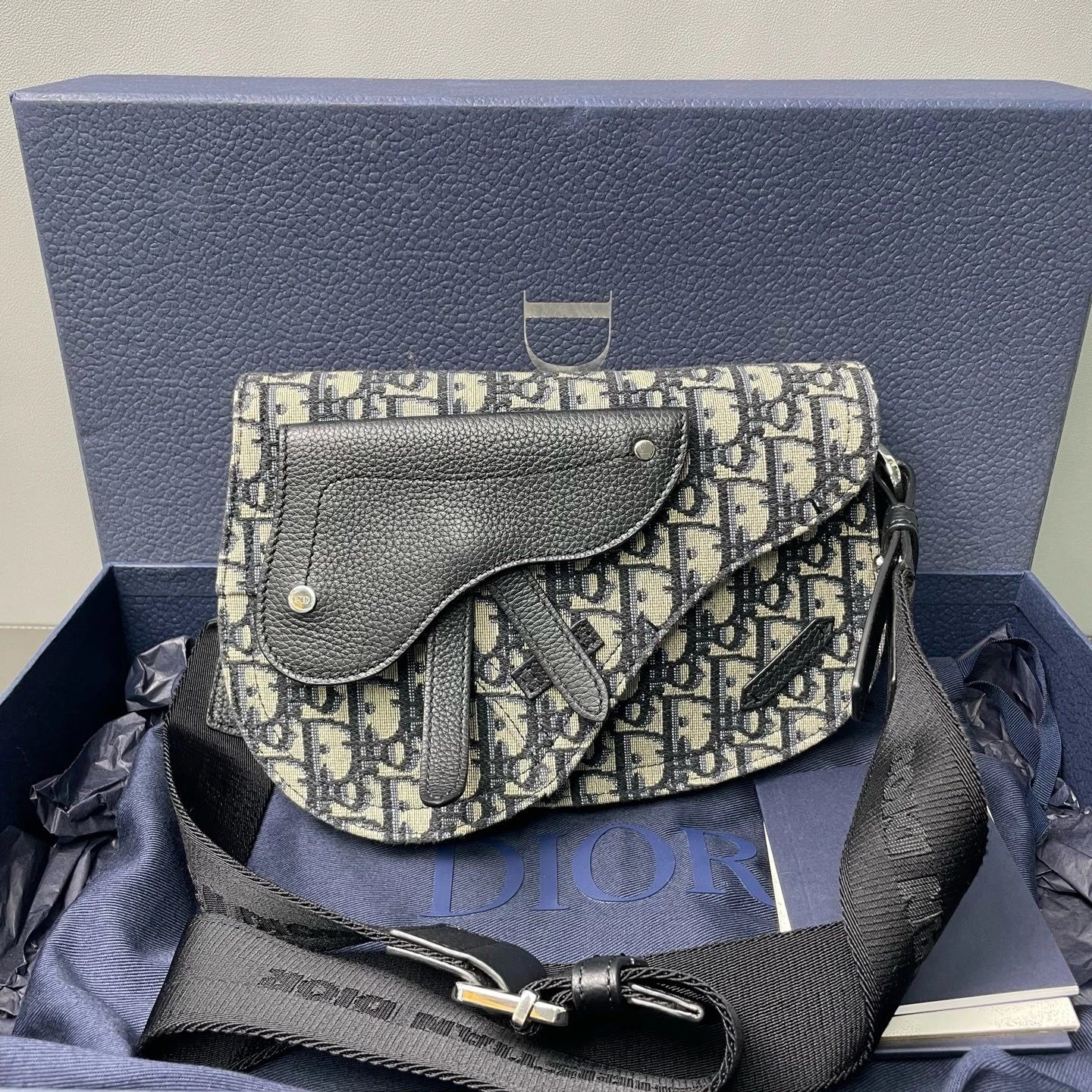 Dior Monogram Canvas Saddle Shoulder Bag Detachable Strap For Women