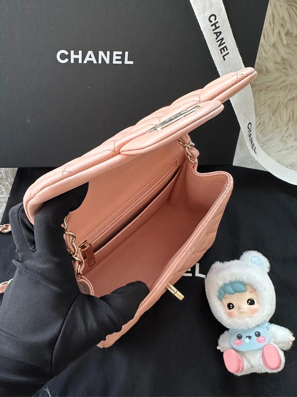 CHANEL Light Pink Lambskin Square Crossbody For Women