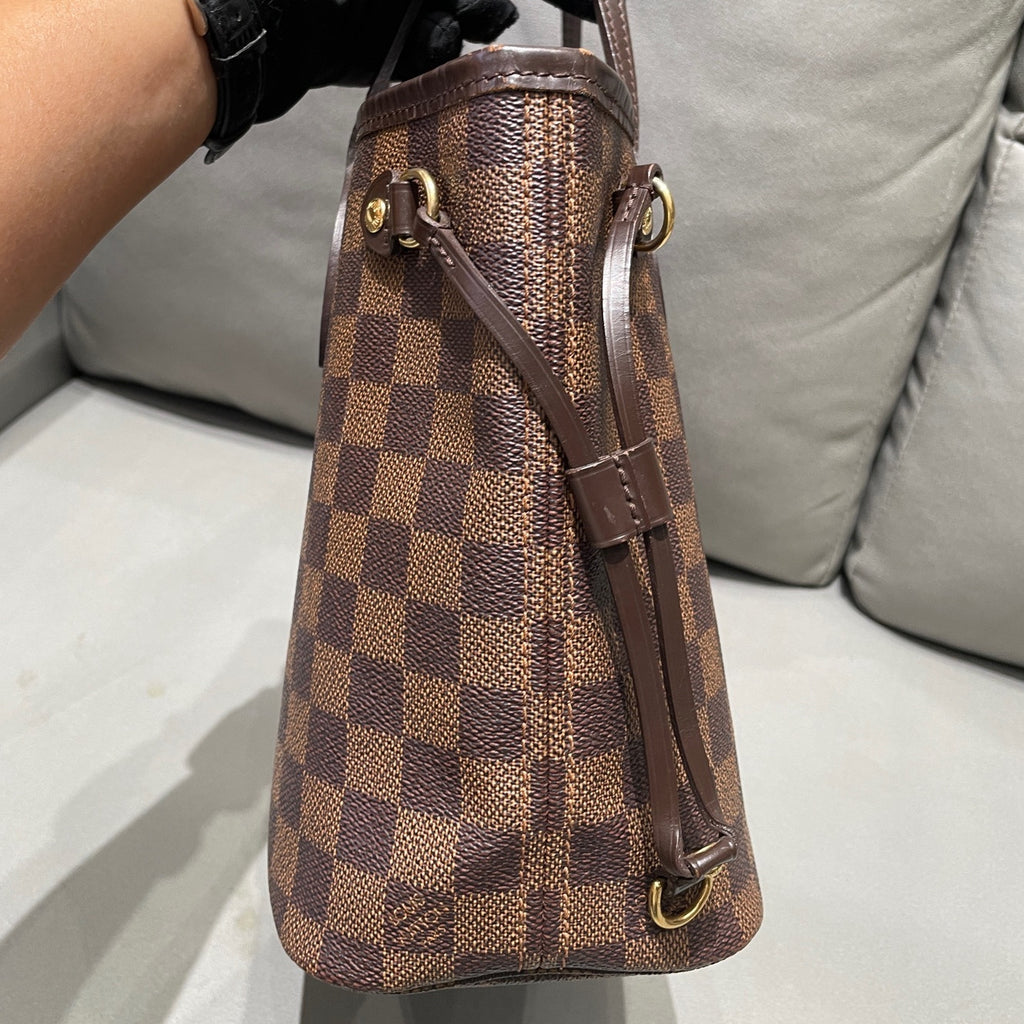 Louis Vuitton Neverfull Damier Ebene MM Brown Gold Hardware Women's Bag