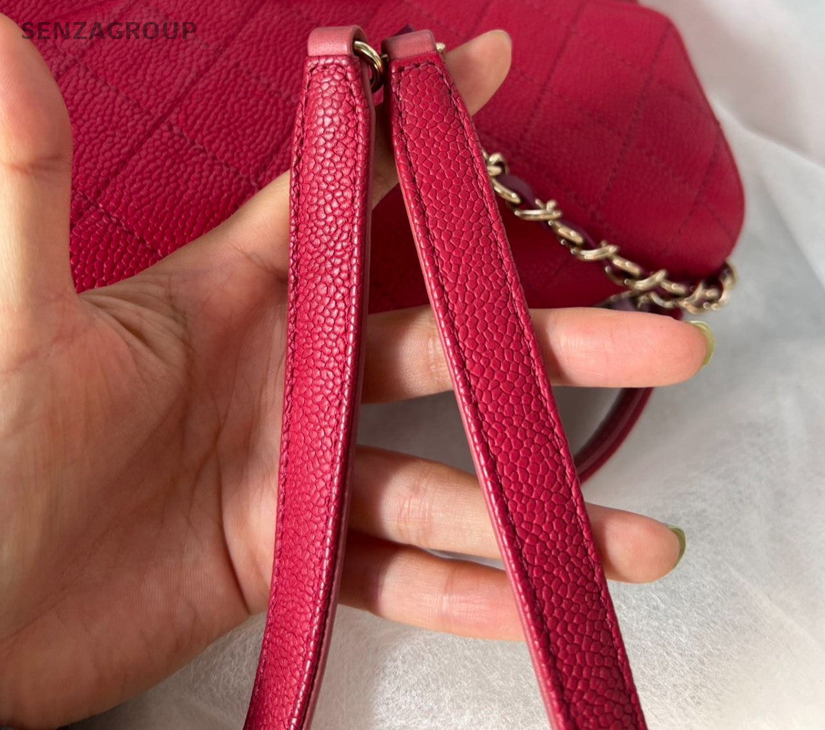 Chanel Coco Curve Calfskin Top Handle Shoulder Bag Crossbody Red Gold Women