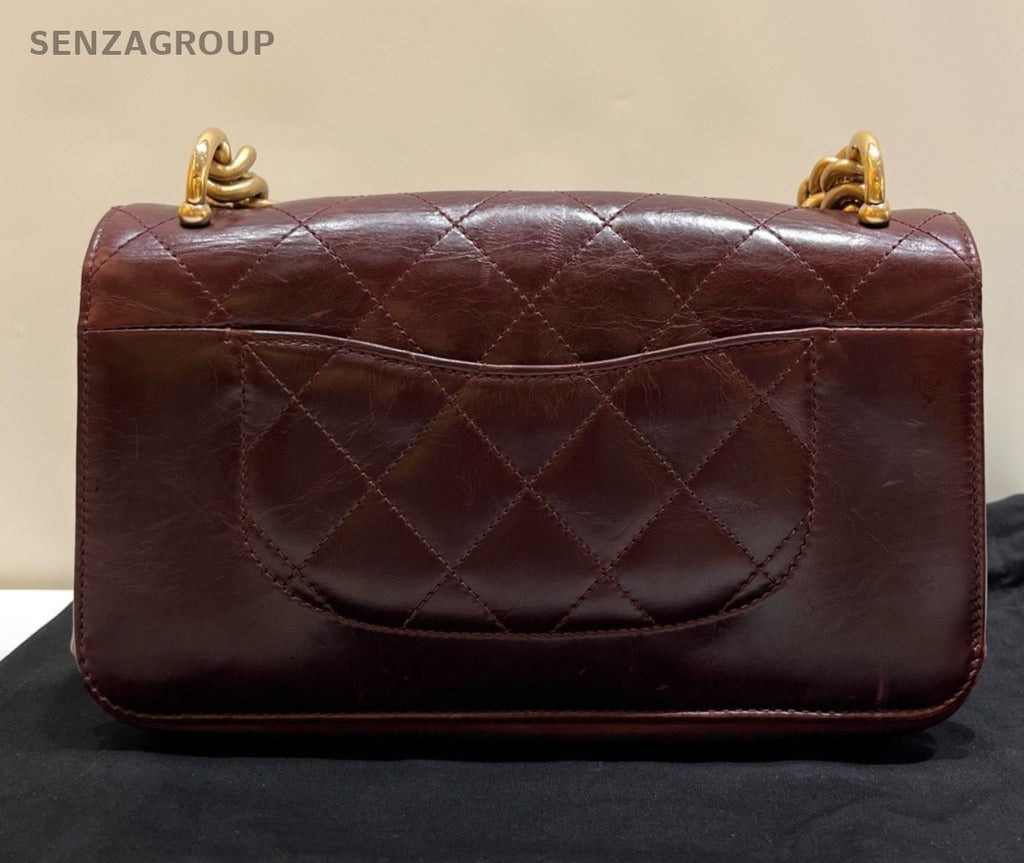 Chanel Classic Flap Chain Calfskin Diamond Shoulder Bag Red Gold Women Fashion