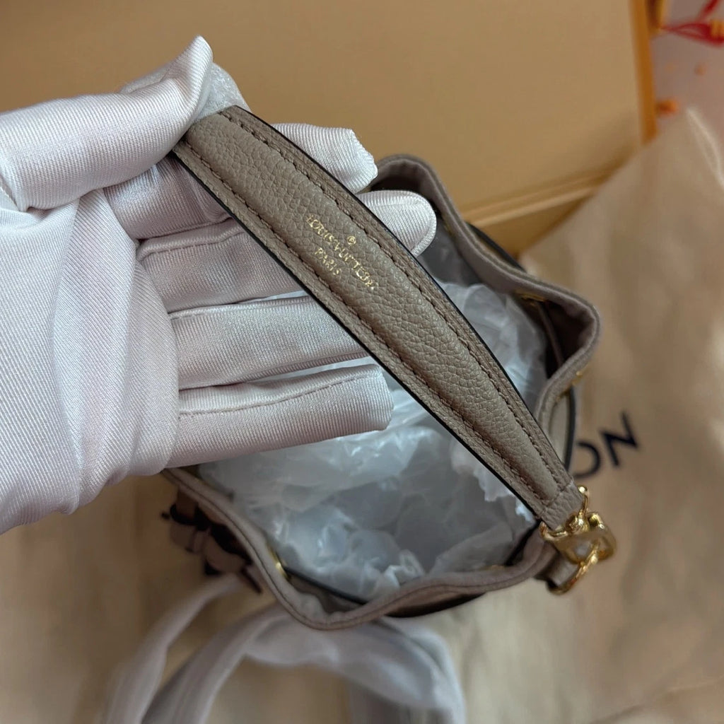 Louis Vuitton Nano Noe Mini Bucket Top Handle Crossbody Gray Gold Women Classic