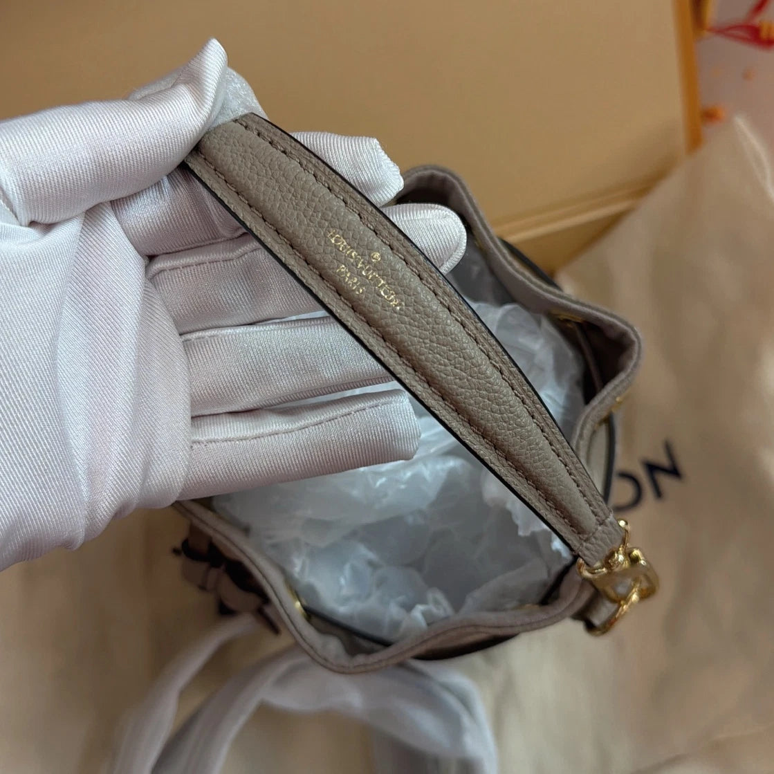 Louis Vuitton Nano Noe Mini Bucket Top Handle Crossbody Gray Gold Women Classic