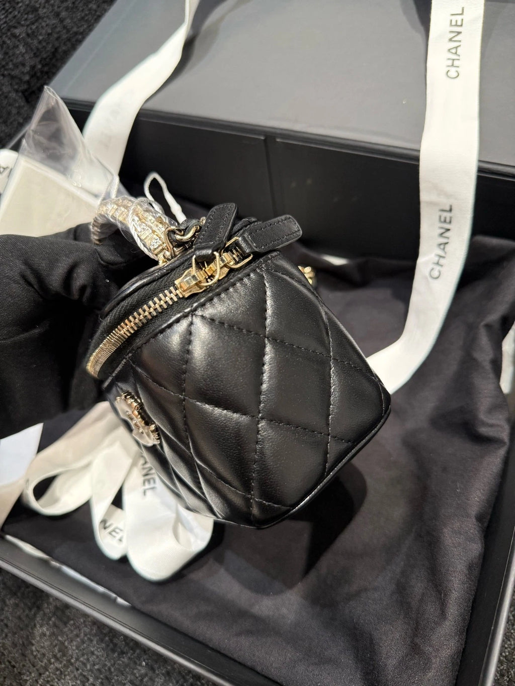 CHANEL Lambskin Rhinestone Small Box Bag For Women