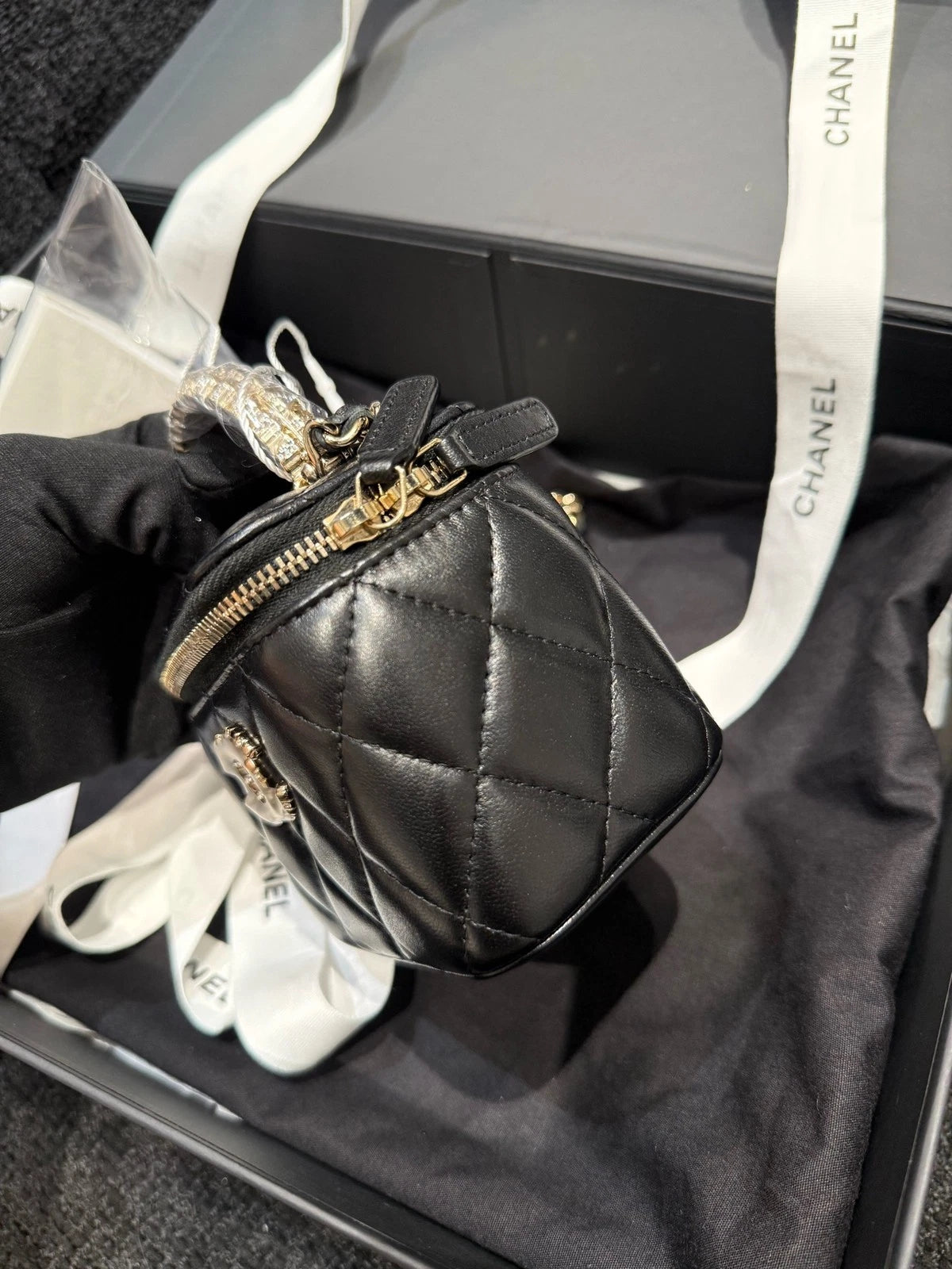 CHANEL Lambskin Rhinestone Small Box Bag For Women