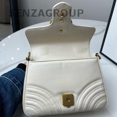 Gucci Marmont White Gold Chain Shoulder Bag Classic Women's Handbag