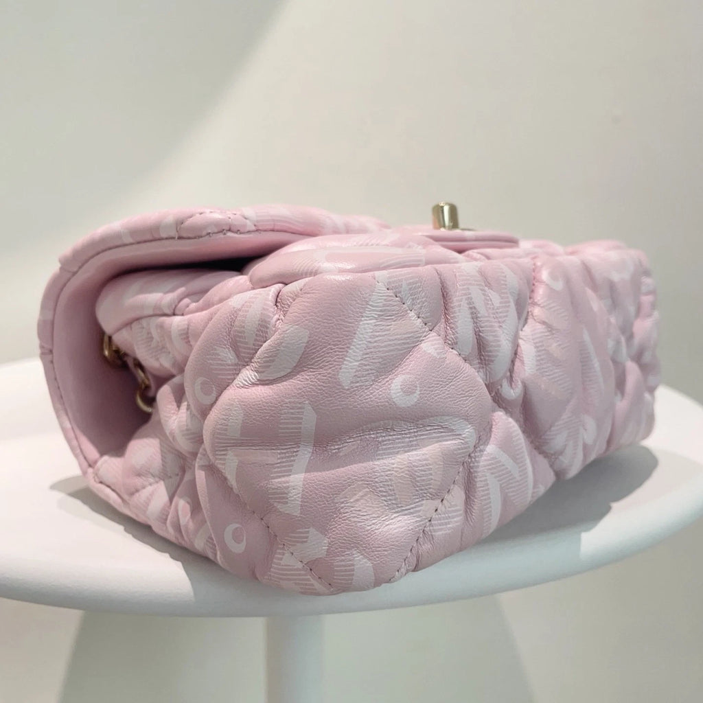Chanel Puffy Square Flap Bag Crossbody &amp; Shoulder Bag Light Pink