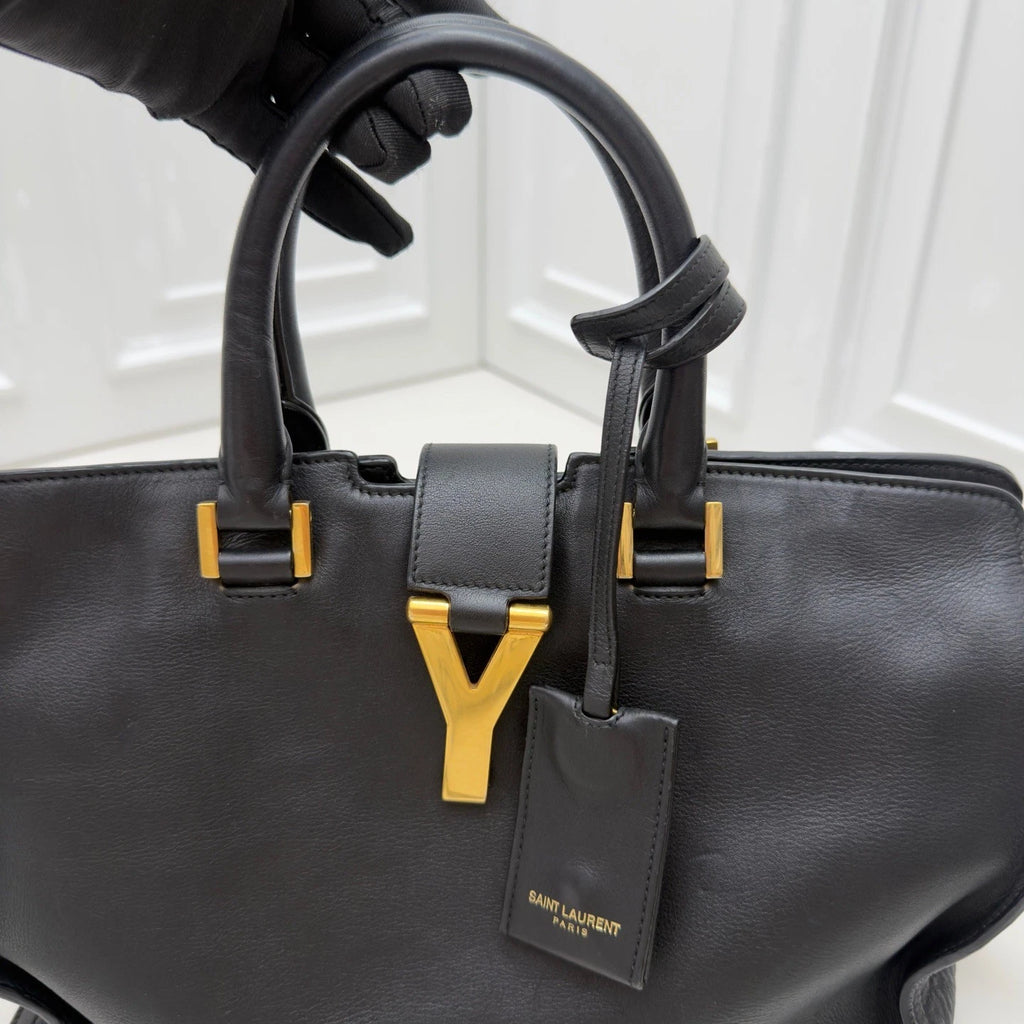 Saint Laurent Tote Black Top Handle Crossbody Bag Gold Hardware Women Fashion